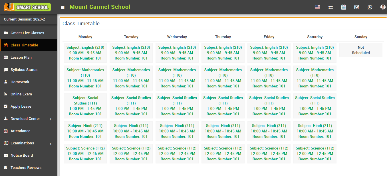 student view class timetable image