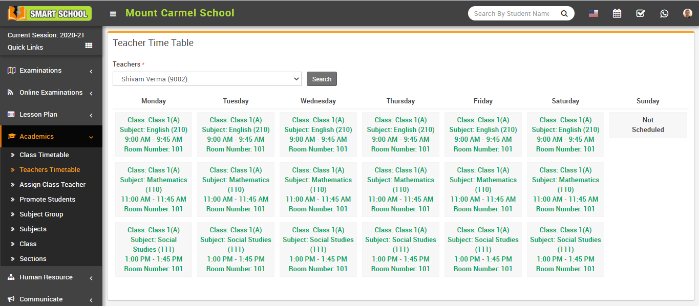 View teacher timetable image