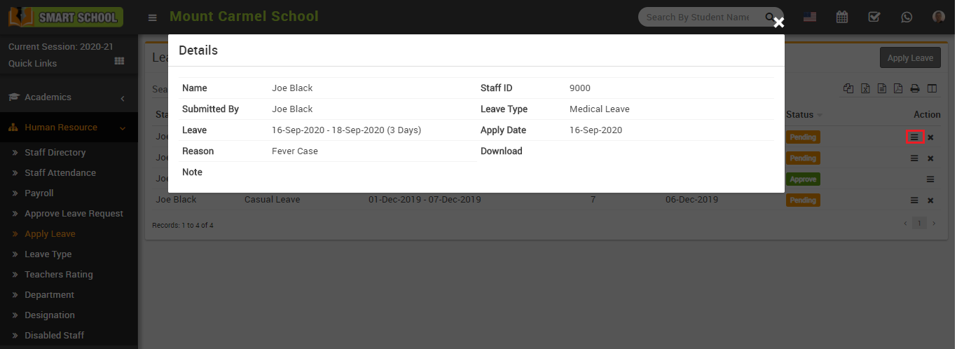 View apply leave detail image